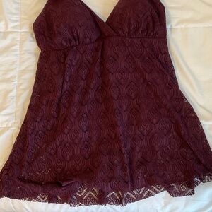 Swimsuits For All Burgundy Lace One Piece